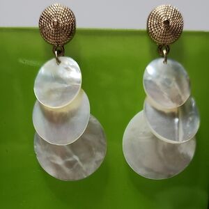 Elegant Gold and Mother of Pearl Drop Earrings